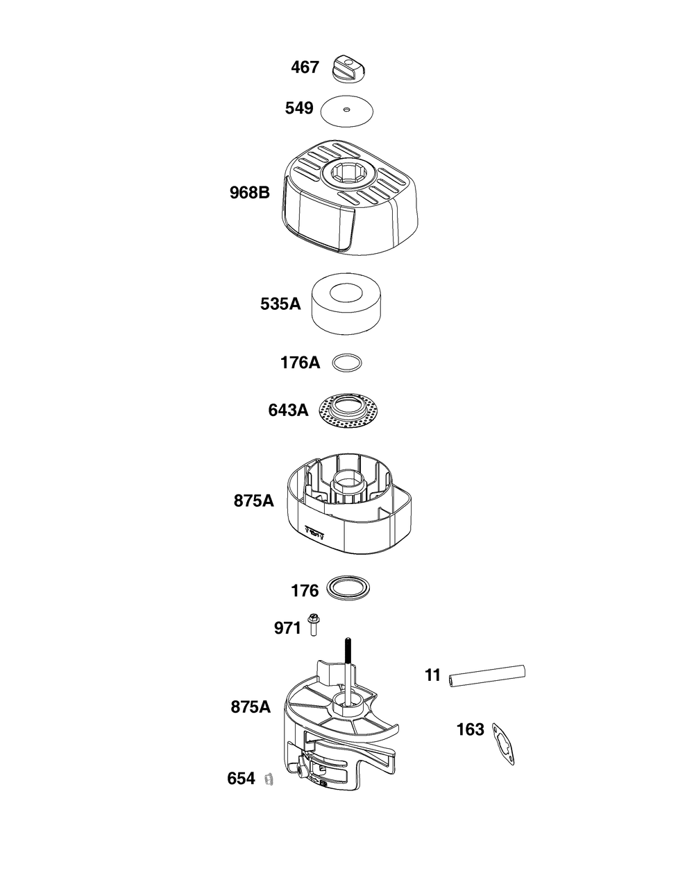 Air Cleaner Group Diagram and Parts List for 13R232-0040-01 100000 - 19Z999 Briggs and Stratton Engine